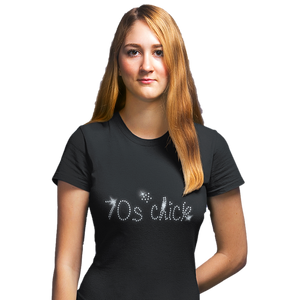 Seventies 70s Chick Crystal Rhinestone Design T-Shirts or Vests - Crystal Design 4 U