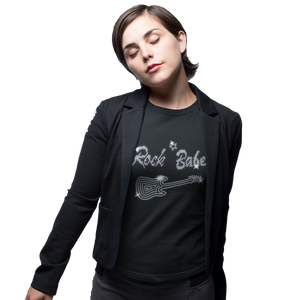 Rock Babe & Guitar Crystal Rhinestone T-Shirt or Vest - Crystal Design 4 U