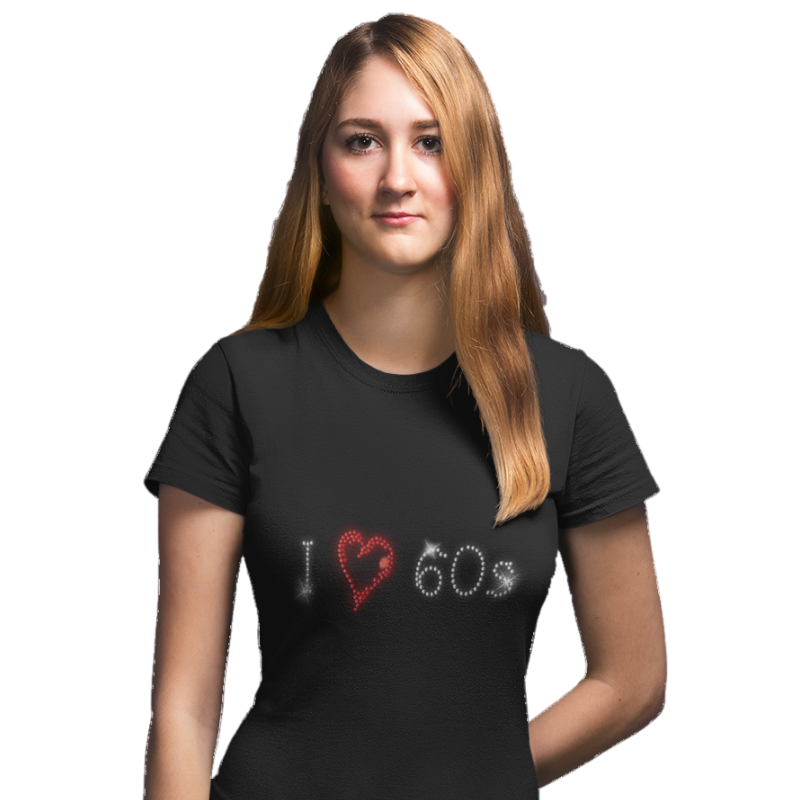 I Love Sixties 60s Crystal Rhinestone Design T-Shirts or Vests - Crystal Design 4 U