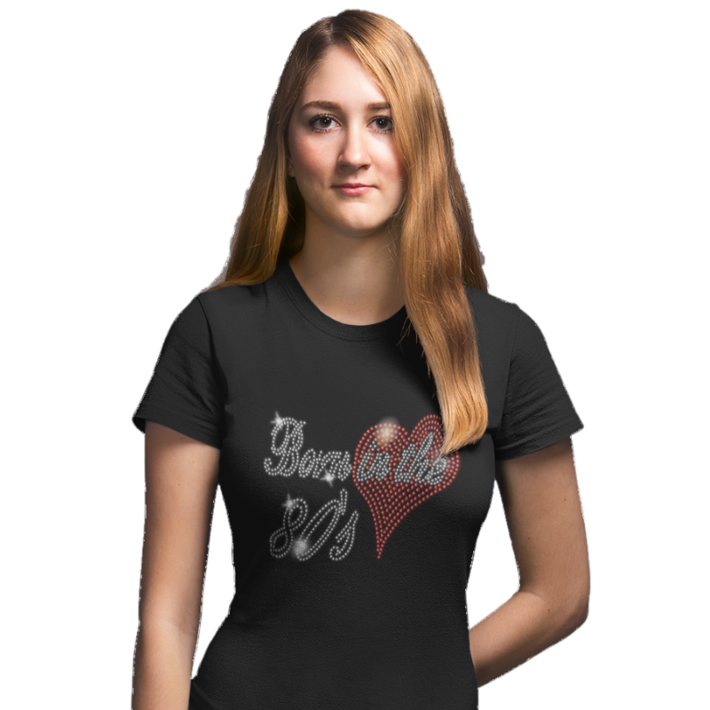 Born In The Eighties 80s Crystal Rhinestone T-Shirts or Vests - Crystal Design 4 U