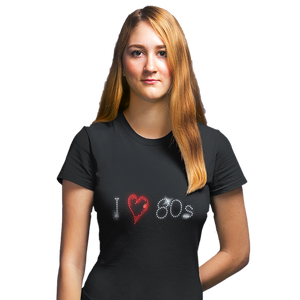 I Love Eighties 80s Crystal Rhinestone Design T-Shirts or Vests - Crystal Design 4 U