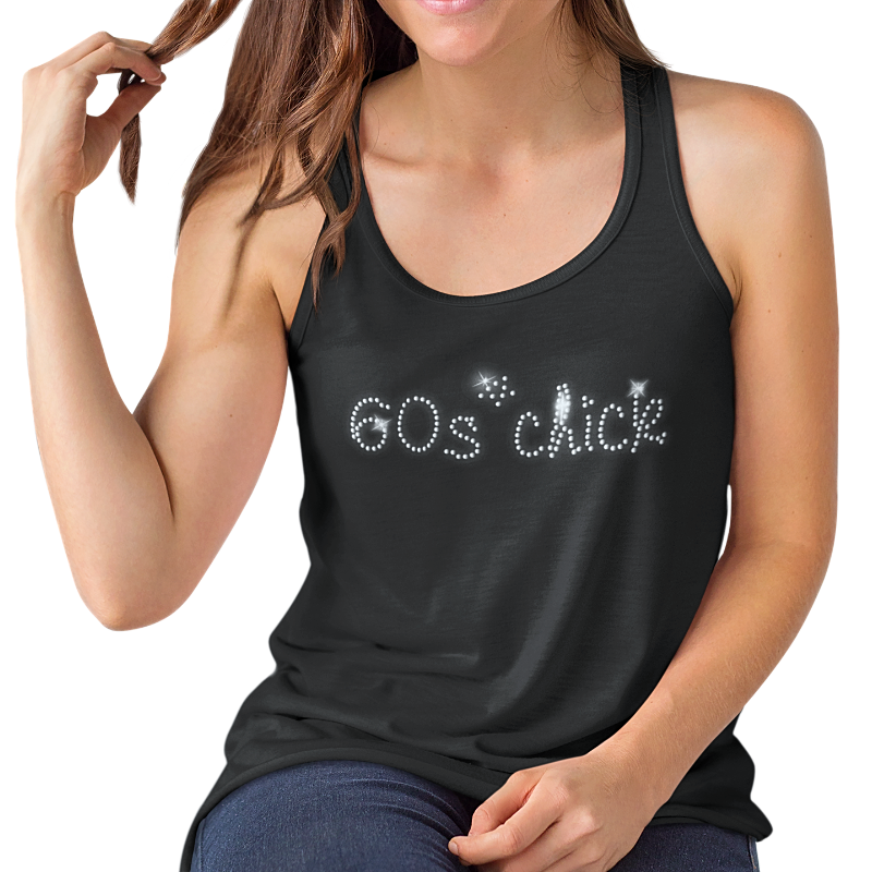 Sixties 60s Chick Crystal Rhinestone Design T-Shirts or Vests - Crystal Design 4 U