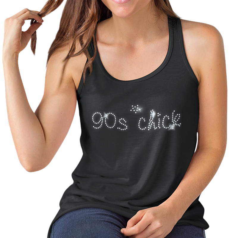 Nineties 90s Chick Crystal Rhinestone Design T-Shirts or Vests - Crystal Design 4 U