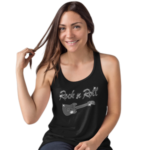 Rock n Roll & Guitar Crystal Rhinestone T-Shirt or Vest - Crystal Design 4 U