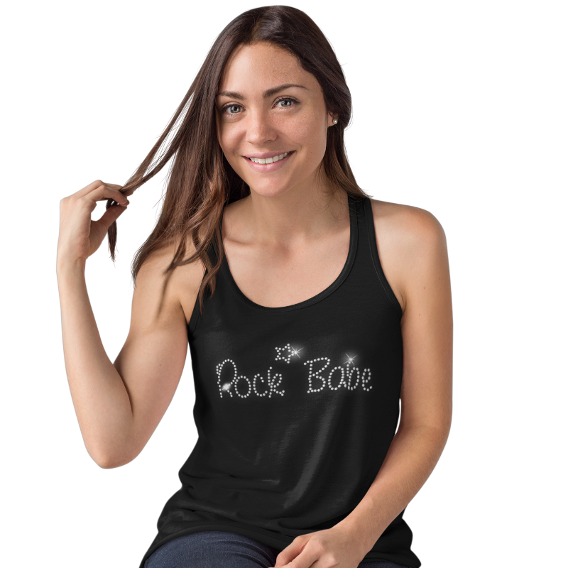 Rock Babe Crystal Rhinestone T-Shirt or Vest - Crystal Design 4 U