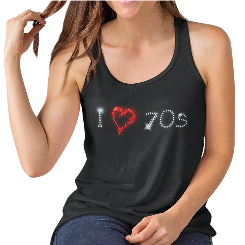 I Love Seventies 70s Crystal Rhinestone Design T-Shirts or Vests - Crystal Design 4 U