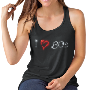 I Love Eighties 80s Crystal Rhinestone Design T-Shirts or Vests - Crystal Design 4 U