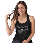 Rock On & Guitar Rhinestud Design T-Shirt or Vest - Crystal Design 4 U