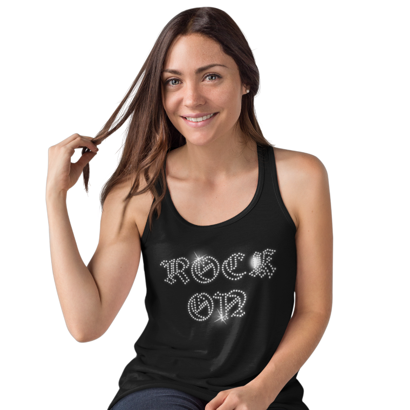Rock On Crystal Rhinestone Ladies T-Shirt or Vest - Crystal Design 4 U