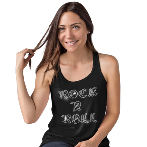 Rock n Roll Crystal Rhinestone Ladies T-Shirt or Vest - Crystal Design 4 U